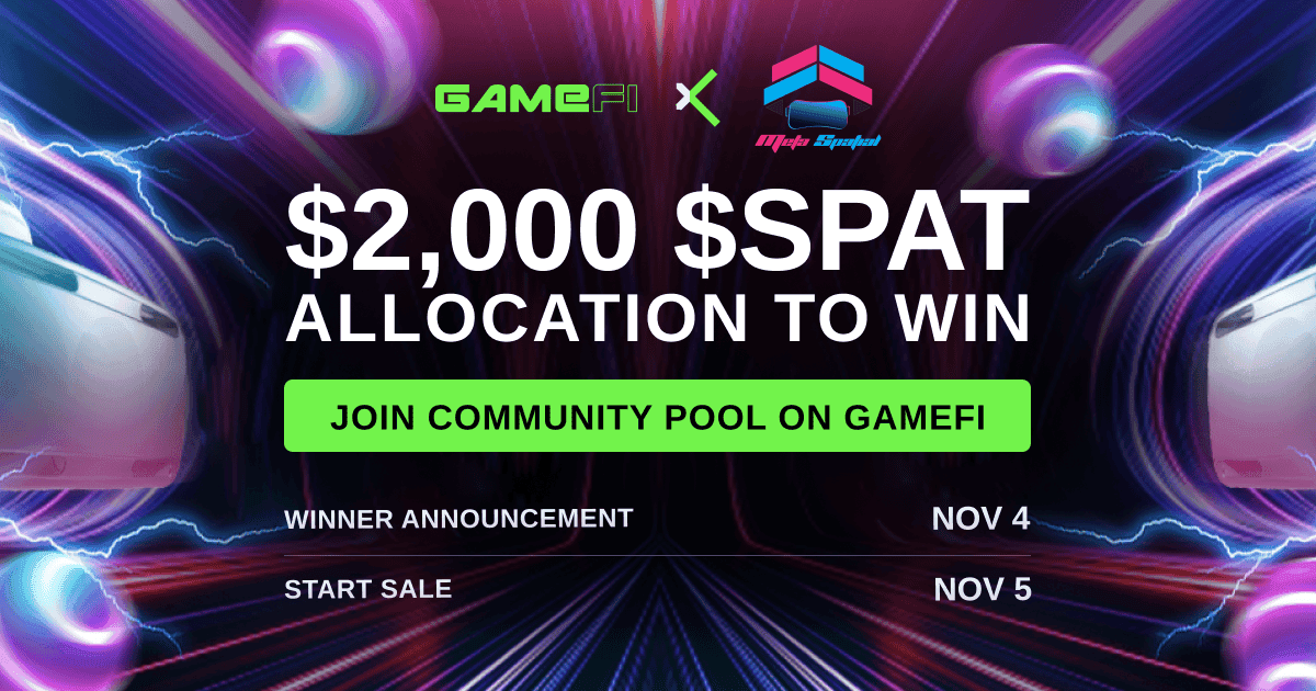 Meta Spatial Community pool for the $SPAT IGO event is now Open!