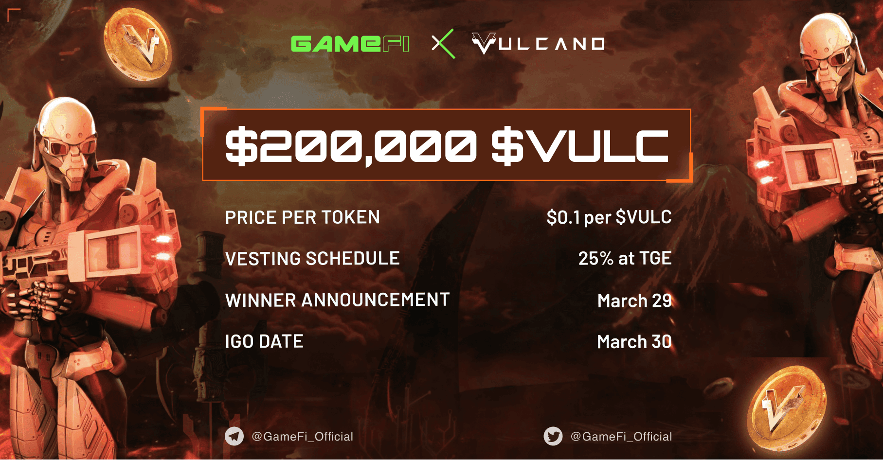 Whitelist for $VULC IGO and Community pool is Live Now. Let's Join!