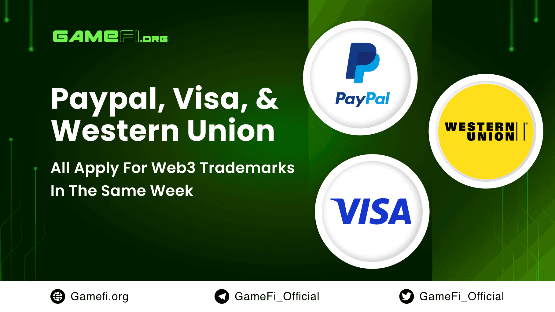 Paypal, Visa, And Western Union All Apply for Web3 Trademarks in the Same Week