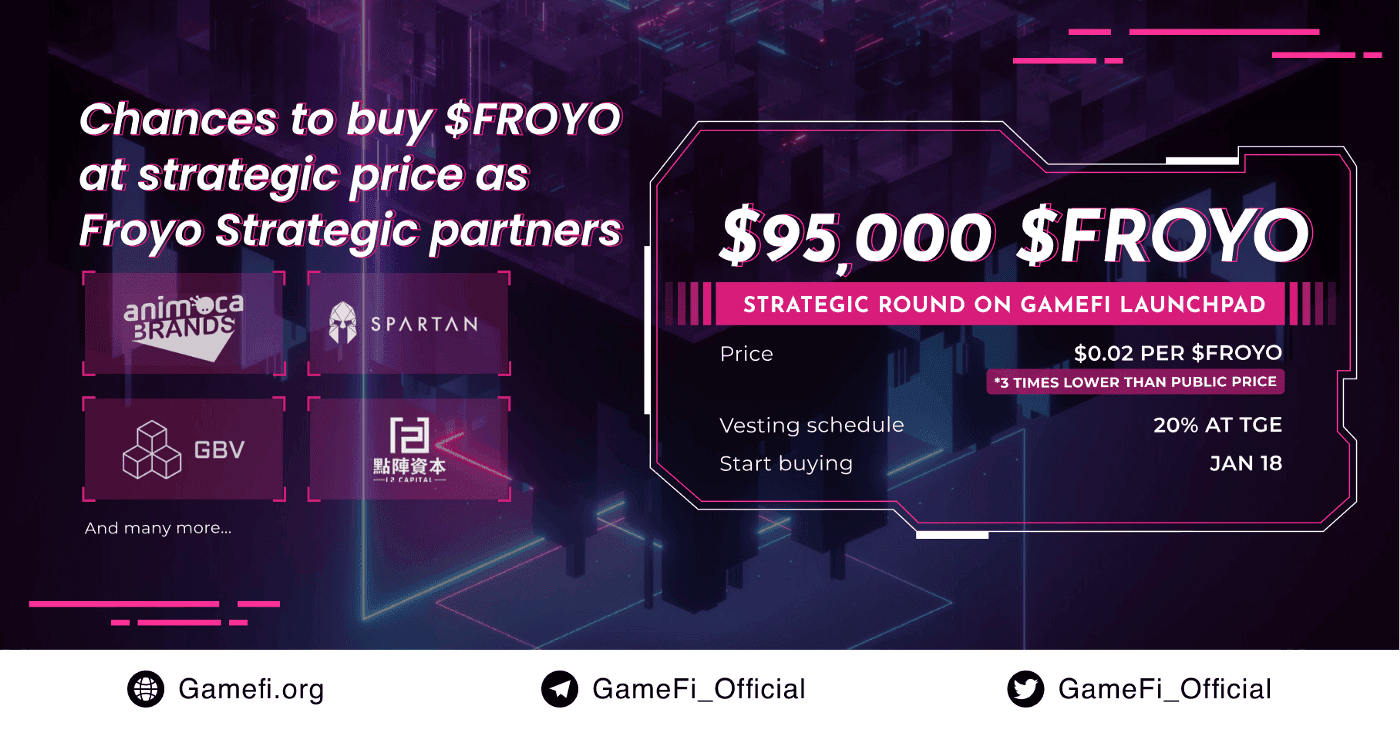 Chances for GameFi Users to Purchase $FROYO Tokens at Strategic Price as Froyo Strategic Partners. Apply Now!