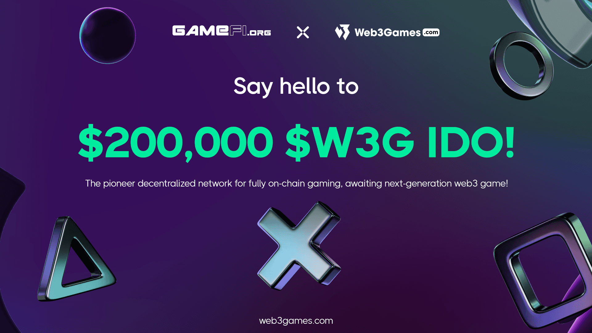 Join Web3Games.com $200,000 $W3G IDO - Decentralized Network Built for Fully On-chain Gaming!